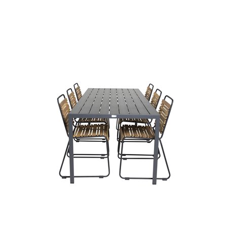 Break Table 205*90 - Black/Black, Bois Dining Chair - Black Alu / Acacia