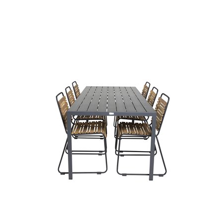 Break Table 205*90 - Black/Black, Bois Dining Chair - Black Alu / Acacia_6