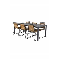 Break Table 205*90 - Black/Black, Bois Dining Chair - Black Alu / Acacia_6