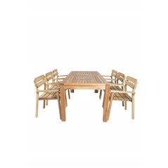 Little John Dining Table - 200*90*H76 - Acacia, Marion Stackable Armchair - Acacia_6