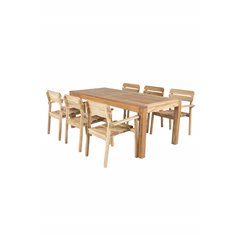 Little John Dining Table - 200*90*H76 - Acacia, Marion Stackable Armchair - Acacia_6