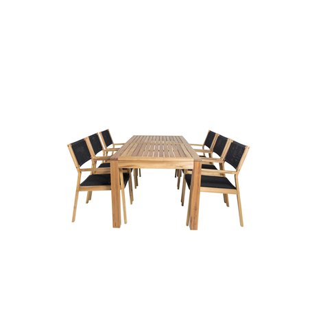 Little John Dining Table - 200*90*H76 - Acacia, Little John Dining Chair - Black Rope / Acacia _6