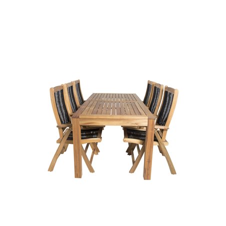Little John Dining Table - 200*90*H76 - Acacia, Peter 5:pos Chair - Black Rope / Acacia_6