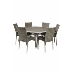 Parma Table ø 140 - White/Grey, Anna Chair - Grey_6