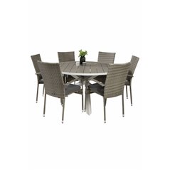 Parma Table ø 140 - White/Grey, Anna Chair - Grey_6