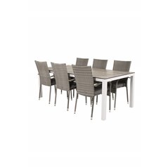 Llama Dining Table 205*100 - White Alu / Grey HPL, Anna Chair - Grey_6