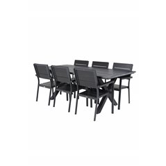 Rives Dining Table 200*100cm - Black Acacia, Levels Chair (stackable) - Black Alu / Black Aintwood_6