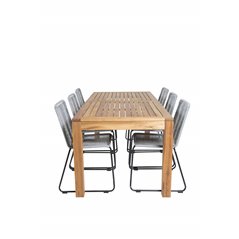 Little John Dining Table - 200*90*H76 - Acacia, Lindos Chair - Black/Grey_6