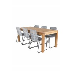 Little John Dining Table - 200*90*H76 - Acacia, Lindos Chair - Black/Grey_6