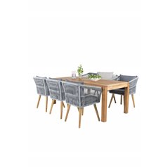 Little John Dining Table - 200*90*H76 - Acacia, Chania Armchair - Grey/Acacia_6