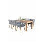 Little John Dining Table - 200*90*H76 - Acacia, Chania Armchair - Harmaa / Acacia