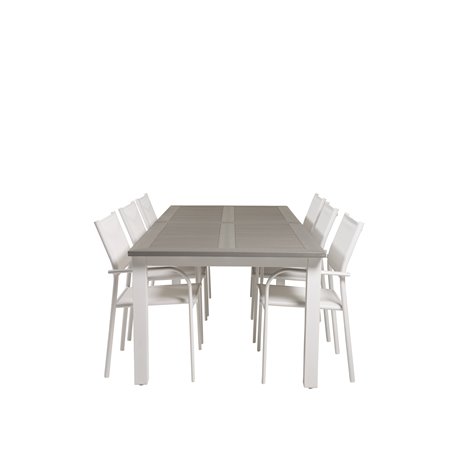 Albany Table - 224/324 - White/GreySantorini Arm Chair (Stackable) - White Alu / White Textilene_6