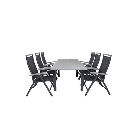 Albany Table - 152/210 - Black/Grey+Albany 5:pos Chair - Black/Black_6