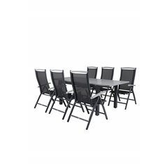 Albany Table - 152/210 - Black/Grey+Albany 5:pos Chair - Black/Black_6