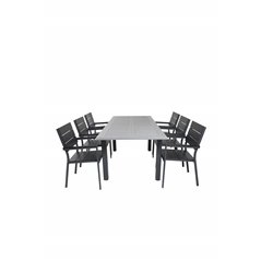 Albany Table - 152/210 - Black/Grey+Levels Chair (stackable) - Black Alu / Black Aintwood_6
