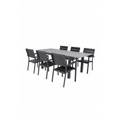Albany Table - 152/210 - Black/Grey+Levels Chair (stackable) - Black Alu / Black Aintwood_6