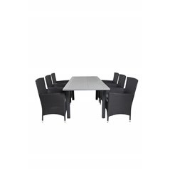 Albany Table - 152/210 - Black/Grey+Malin Armchair - Black/Grey_6