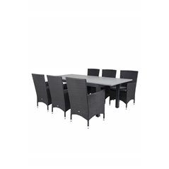 Albany Table - 152/210 - Black/Grey+Malin Armchair - Black/Grey_6