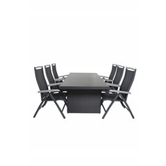 Padova Table 200*100 - Black/Glass, Albany 5:pos Chair - Black/Black_6
