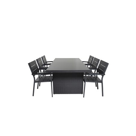 Padova Table 200*100 - Black/Glass, Levels Chair (stackable) - Black Alu / Black Aintwood_6