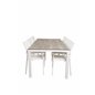 Llama Dining Table 205*100 - White Alu / Harmaa HPL SanTorini Arm Chair (Valkoinen alu/valkoinen tekstiili)