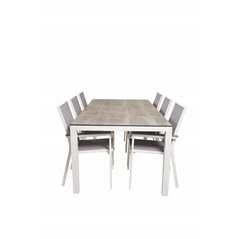 Llama Dining Table 205*100 - White Alu / Grey HPL, Parma Chair - White/Grey_6