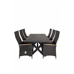 Rives Dining Table 200*100cm - Black Acacia, Padova Chair (Recliner) - Black/Teak_6