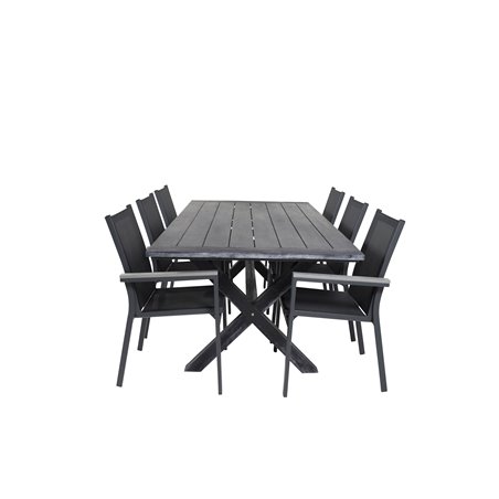 Rives Dining Table 200*100cm - Black Acacia, Parma Chair - Black/Grey_6