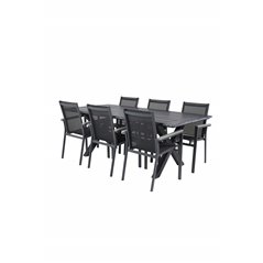 Rives Dining Table 200*100cm - Black Acacia, Parma Chair - Black/Grey_6