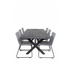 Rives Dining Table 200*100cm - Black Acacia, Lindos Chair - Black/Grey_6