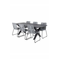 Rives Dining Table 200*100cm - Black Acacia, Lindos Chair - Black/Grey_6