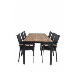 Bois Dining Table 205*90cm - Black Legs / Acacia, Texas Chair - Black/Teak_6