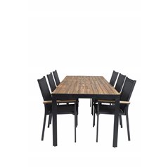 Bois Dining table 205*90cm - Black Legs / Acacia , Texas Chair - Black/Teak_6