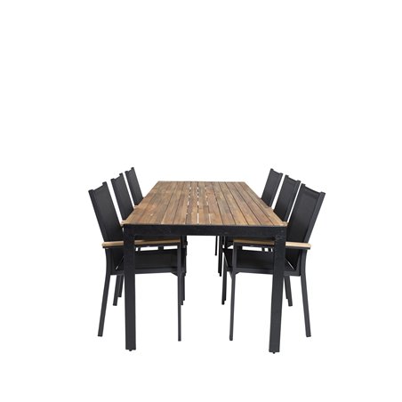 Bois Dining Table 205*90cm - Black Legs / Acacia, Texas Chair - Black/Teak_6