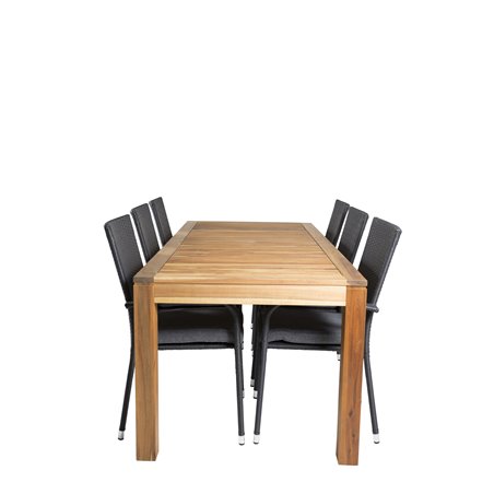 Peter Dining Table - 200*90*H76 - Acacia, Anna Chair - Black_6