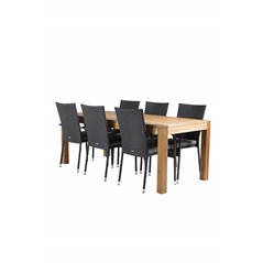 Peter Dining Table - 200*90*H76 - Acacia, Anna Chair - Black_6