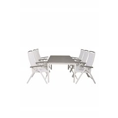 Levels Table 160/240 - White/GreyAlbany 5:pos Stol - Vit Aluminium/vit textilene/aintwood_6