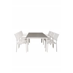 Levels Table 160/240 - White/GreySantorini Arm Chair (Stackable) - White Alu / White Textilene_6