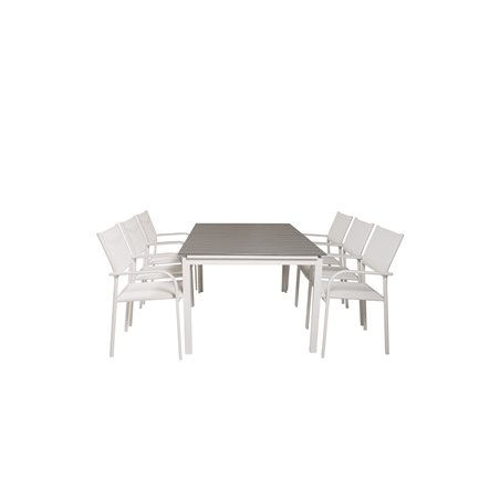 Levels Table 160/240 - White/GreySantorini Arm Chair (Stackable) - White Alu / White Textilene_6