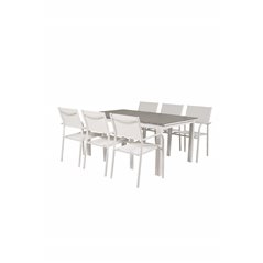 Levels Table 160/240 - White/GreySantorini Arm Chair (Stackable) - White Alu / White Textilene_6