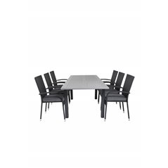 Albany Table - 152/210 - Black/Grey+Anna Chair - Black_6