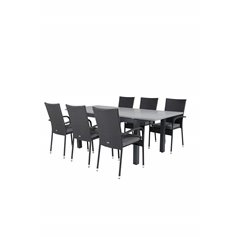 Albany Table - 152/210 - Black/Grey+Anna Chair - Black_6