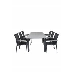 Albany Table - 152/210 - Black/Grey+Parma Chair - Black/Grey_6