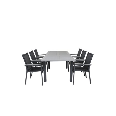 Albany Table - 152/210 - Black/Grey+Parma Chair - Black/Grey_6