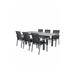 Albany Table - 152/210 - Black/Grey+Parma Chair - Black/Grey_6