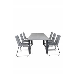 Albany Table - 152/210 - Black/Grey+Lindos Chair - Black/Grey_6
