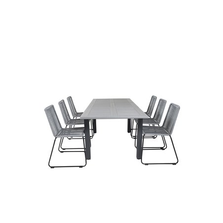 Albany Table - 152/210 - Black/Grey+Lindos Chair - Black/Grey_6