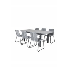 Albany Table - 152/210 - Black/Grey+Lindos Chair - Black/Grey_6