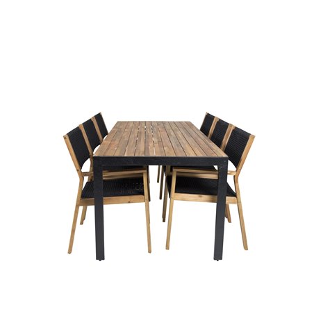 Bois Dining Table 205*90cm - Black Legs / Acacia, Little John Dining Pääartikkeli: Black Rope / Acacia