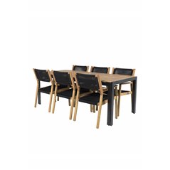 Bois Dining table 205*90cm - Black Legs / Acacia , Little John Dining Chair - Black Rope / Acacia _6